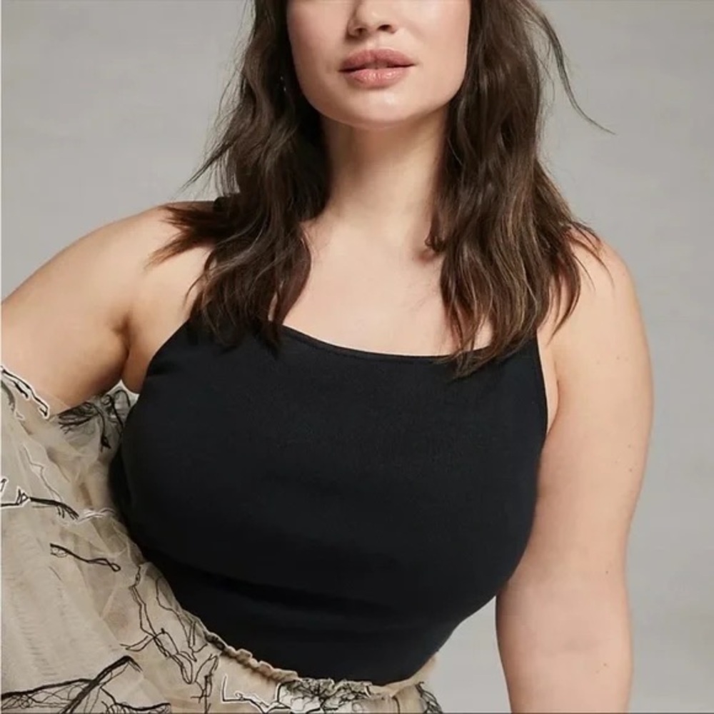 Anthropologie Rashida Square-Neck Knitted All BlackTank